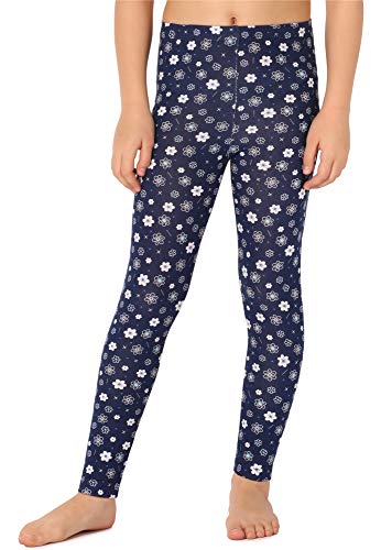 Merry Style Mädchen Lange Leggings aus Baumwolle MS10-337 (Marineblau/Blumen-2, 122 cm) von Merry Style