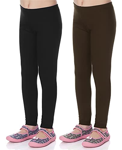 Merry Style Mädchen Lange Leggings aus Viskose 2 Pack MS10-130 (Schwarz/Braun (2Pack), 110 cm) von Merry Style