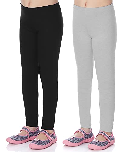 Merry Style Mädchen Lange Leggings aus Viskose 2 Pack MS10-130 (Schwarz/Melange (2Pack), 110 cm) von Merry Style