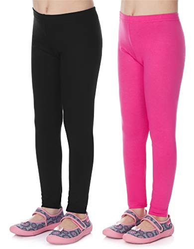 Merry Style Mädchen Lange Leggings aus Viskose 2 Pack MS10-130 (Schwarz/Rosa (2Pack), 110 cm) von Merry Style