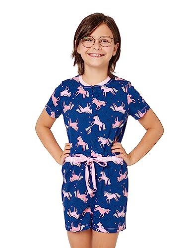 Merry Style Mädchen Overall Short Schlafstrampler Strampelanzug MS10-267(Marineblau/Einhorn, 110-116) von Merry Style