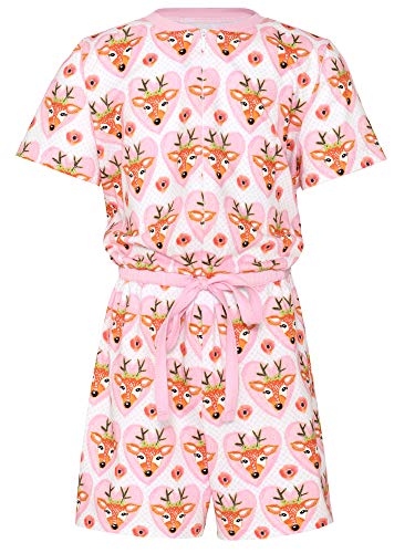 Merry Style Mädchen Overall Short Schlafstrampler Strampelanzug MS10-267(Rosa/Herzen Hirsche, 122-128) von Merry Style
