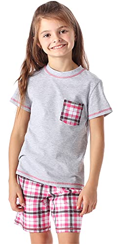 Merry Style Mädchen Schlafanzüge Kurz aus Baumwolle Pyjama Set MS10-292 (Melange/Kariert, 122 cm) von Merry Style