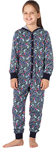 Merry Style Mädchen Schlafstrampler Strampelanzug mit Kapuze MS10-223(Marineblau Tukan, 110-116) von Merry Style