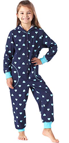 Merry Style Mädchen Schlafstrampler Strampelanzug mit Kapuze MS10-223 (Marine Herz, 134-140) von Merry Style