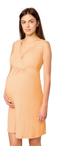 Merry Style Nachthemd Damen Schwangerschaft aus Viskose Stillnachthemd Elegante Nachtwäsche Damen, Leicht, Atmungsaktiv und Hautfreundlich MS10-467 (Sand, M) von Merry Style