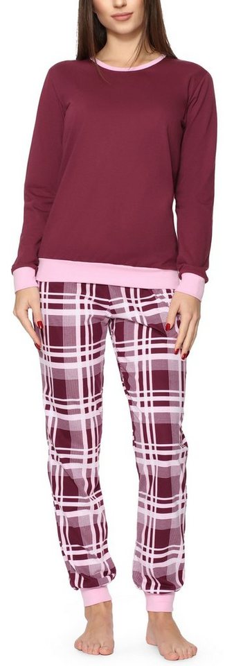 Merry Style Schlafanzug Damen Schlafanzug Zweiteiler Pyjama lang bunt mit Muster MS10-268 von Merry Style