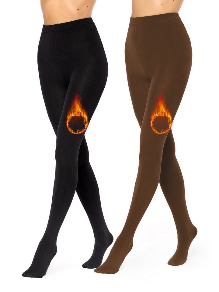 Merry Style Strumpfhose 2er Pack Strumpfhosen Damen Winter Wärme Tights Gefütterte MS-ATX-442 (2 St) von Merry Style