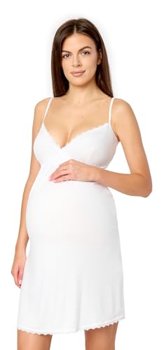 Merry Style Unterkleid für Schwangerschaft Petticoat Schwangerschaftskleid aus Viskose Nachthemd Damen Elastisch Leicht Alltagskleidung MS10-466 (Weiß, S) von Merry Style