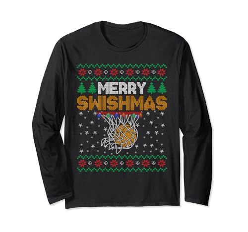 Merry Swishmas Basketball Ugly Christmas Xmas Herren Jungen Kinder Langarmshirt Merry Swishmas Basketball Ugly Christmas Xmas Herren Jungen Kinder Langarmshirt von Merry Swishmas Basketball Ugly Christmas