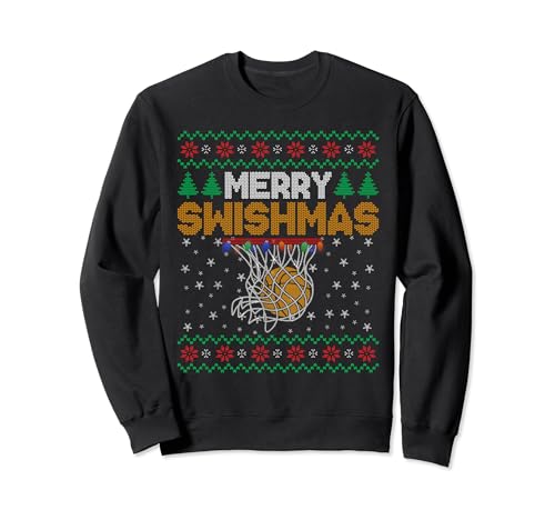 Merry Swishmas Basketball Ugly Christmas Xmas Herren Jungen Kinder Sweatshirt von Merry Swishmas Basketball Ugly Christmas
