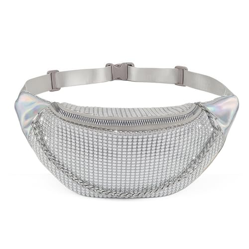 Mervokl Bauchtasche Damen Glitzer Tasche Hüfttasche Klein Gürteltasche Elegant Bum Hip Bag Stylisch Crossbody Bag Waist Fanny Pack mit Verlängerungsgurt für Party Festival Freizeit Date von Mervokl