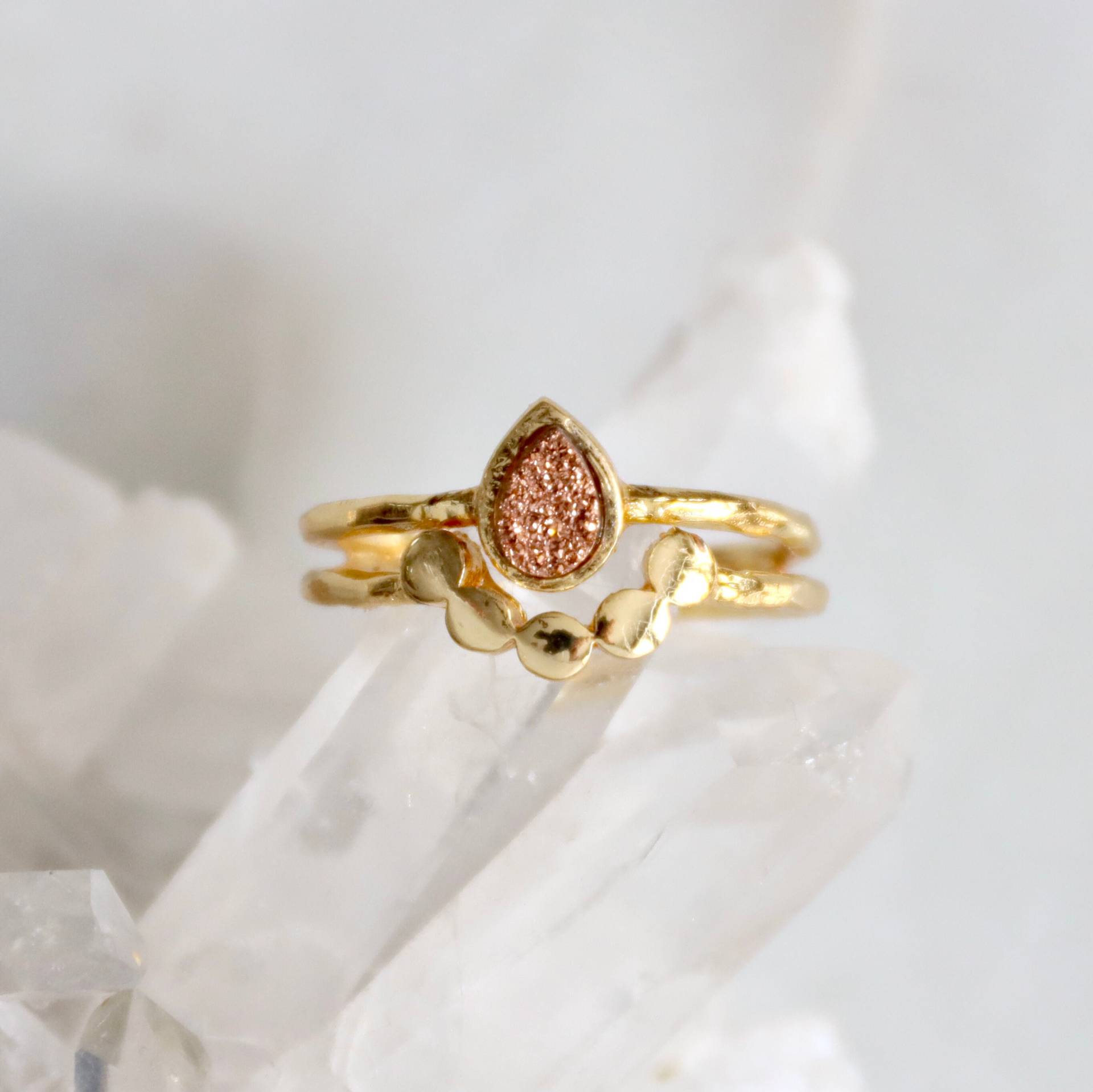 Druzy Tropfen Ring - Rose Gold von MesaBlue