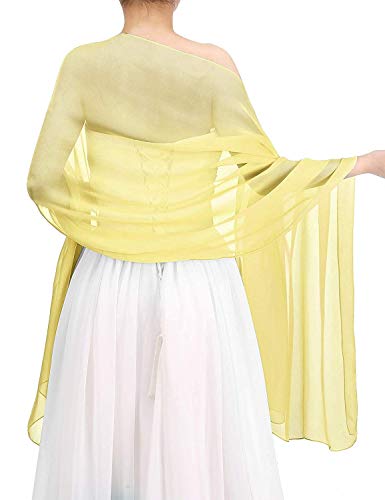 Damen Stola Schal aus Seide Wrap Schal Pashmina für Hochzeit Abend Zeremonien Party 180 cm x 70 cm, gelb, 180*70CM von Mescara
