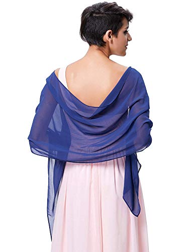 Damen-Schal aus Seide, Pashmina, für Hochzeit, Abendveranstaltung, Zeremonie, Party, 180 cm x 70 cm, blau von Mescara