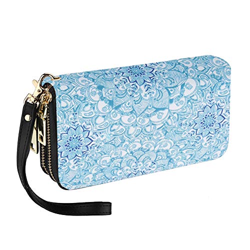 Mescara Geldtasche Damen Geldbörse Reißverschluss-Brieftaschen groß Kapazität Canvas Geldbeutel Tasche Damen Portemonnaie (Hellblau) von Mescara