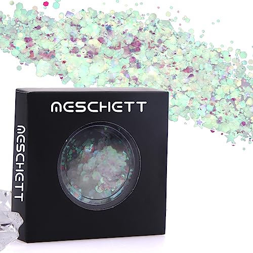 Holographischer Körperglitter,Holographischer kosmetischer Gesichtsglitter Festival Cosmetic Glitzerpailletten für Gesicht Körper Haare Lidschatten Lip Nails Art DIY Basteln von Meschett