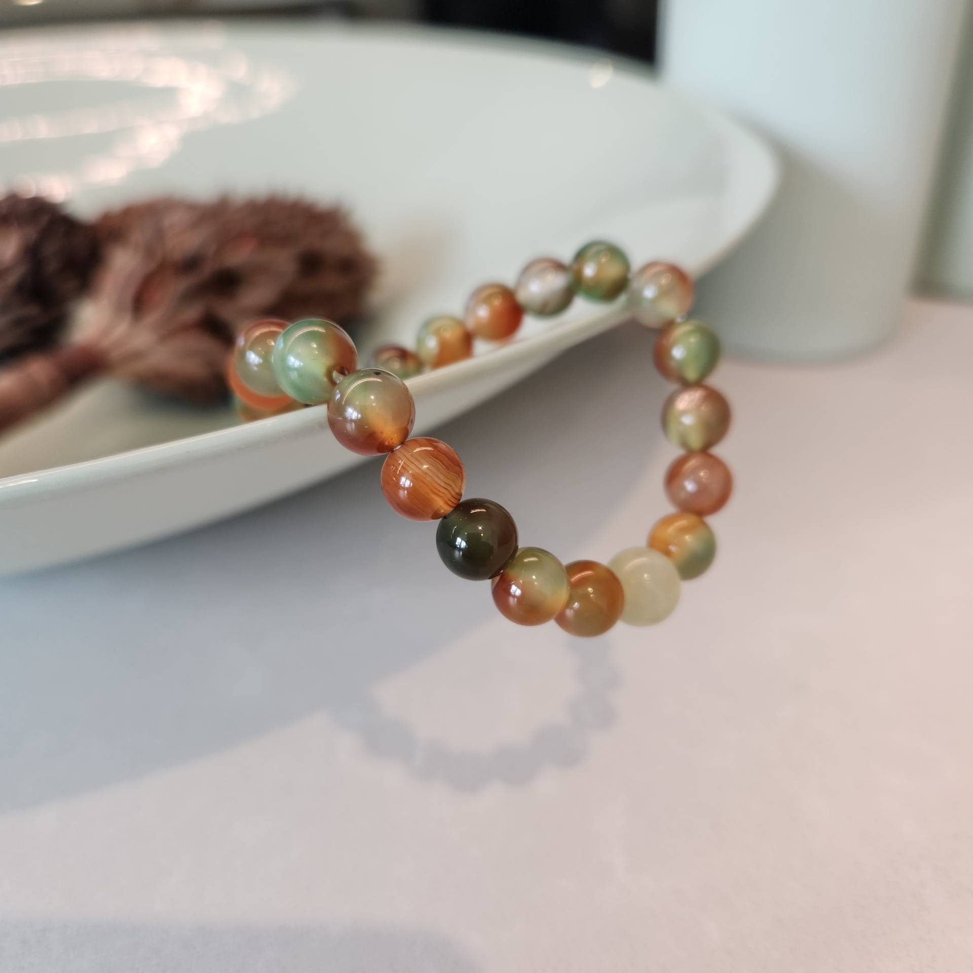 Pfauenachat 8mm | Damen Armband Achat Jade Perlen Frauen Echter Stein Schmuck Naturstein Edelstein Pfauenachat 8mm | Damen Armband Achat Jade Perlen Frauen Echter Stein Schmuck Naturstein Edelstein von MesdamesDesign