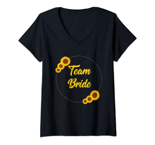 Damen Team Braut Junggesellinnenabschied Brautparty Sonnenblume Blumen Geschenk T-Shirt mit V-Ausschnitt Damen Team Braut Junggesellinnenabschied Brautparty Sonnenblume Blumen Geschenk T-Shirt mit V-Ausschnitt von Mesh Bride Gifts