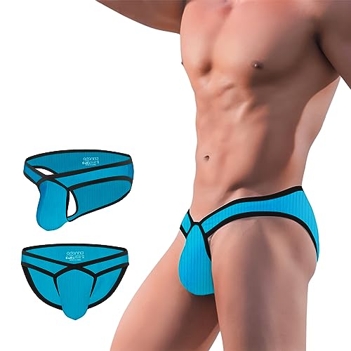 Meshal Herren Baumwolle Low Rise Slip Weich Atmungsaktiv Bulge Pouch Sexy Unterwäsche, Himmelblau, Medium von Meshal