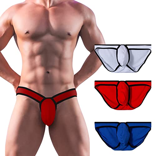 Meshal Herren Slip Baumwolle Low Rise Slip Soft Breathable Bulge Pouch Sexy Unterwäsche(3er Pack) XXL von Meshal