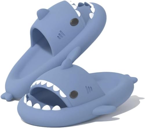 Mesing Cloud Shark Slippers Slides Damen Herren Hai Hausschuhe Süß Haifisch Schlappen Sommer Rutschfest Badeschuhe XZ8770-Blue-EU40-41 von Mesing