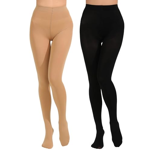 Mesing Damen Strumpfhosen Transparent Reißfest FeineStützstrumpfhose Shaper Silk Strumpfhose 1/2/3er Pack SW4404-XS-S-Black1PCS-Skincolor1PCS von Mesing