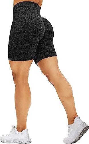 Mesing Radlerhose Sporthose Damen Kurz Scrunch Butt Shorts Hotpants Blickdichte Push Up Kurze Leggings für Gym Sport Yoga Workout DK3055W-Black-L von Mesing