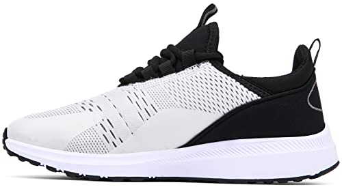 Mesing Sportschuhe Turnschuhe Atmungsaktiv Leichte Laufschuhe Hallenschuhe rutschfeste Mesh Fitness Sneaker für Herren Damen XZ471-BlackWhite1-EU42 von Mesing