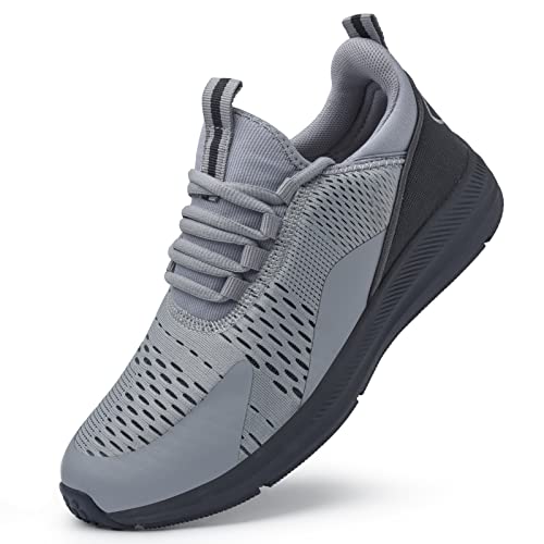 Mesing Sportschuhe Turnschuhe Leichte Atmungsaktiv Hallenschuhe Laufschuhe rutschfeste Mesh Fitness Sneaker für Herren Damen XZ471-LightGrey-EU36 von Mesing