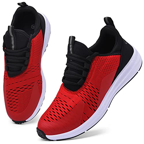 Mesing Sportschuhe Turnschuhe Leichte Atmungsaktiv Hallenschuhe Laufschuhe rutschfeste Mesh Fitness Sneaker für Herren Damen XZ471-WineRed-EU36 von Mesing