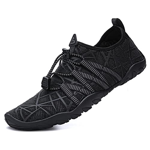 Mesing Wasserschuhe Barfußschuhe Badeschuhe Schnell Trocknend Schwimmschuhe Leicht rutschfest Strandschuhe Aquaschuhe für Herren Damen SUX99619-Black1-EU46 von Mesing