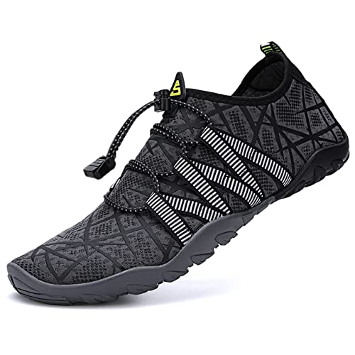 Mesing Wasserschuhe Barfußschuhe Badeschuhe Schnell Trocknend Schwimmschuhe Leicht rutschfest Strandschuhe Aquaschuhe für Herren Damen SUX99619-DarkGray1-EU41 von Mesing