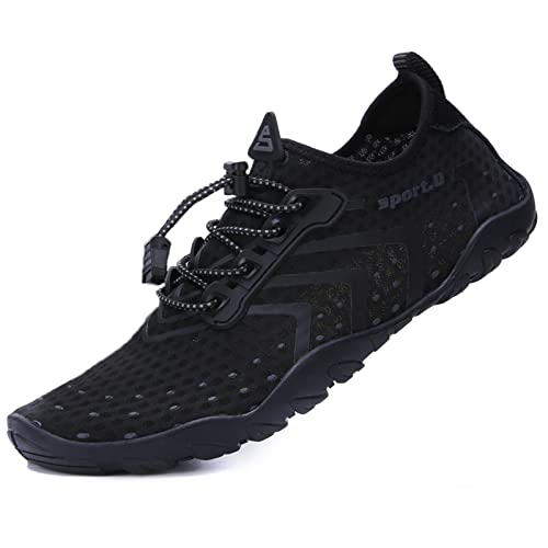 Mesing Wasserschuhe Barfußschuhe Schnell Trocknend Badeschuhe Schwimmschuhe Leicht rutschfest Strandschuhe Aquaschuhe für Herren Damen SUX99618-Black-EU35 von Mesing