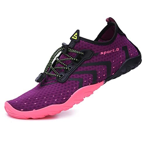 Mesing Wasserschuhe Barfußschuhe Schnell Trocknend Badeschuhe Schwimmschuhe Leicht rutschfest Strandschuhe Aquaschuhe für Herren Damen SUX99618-Purple-EU36 von Mesing