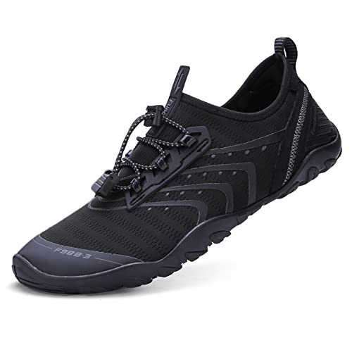 Mesing Wasserschuhe Barfußschuhe Schnell Trocknend Badeschuhe Schwimmschuhe Leicht rutschfest Strandschuhe Aquaschuhe für Herren Damen SUX99620-Black-EU35 von Mesing