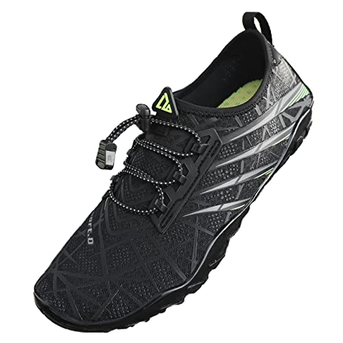 Mesing Wasserschuhe Barfußschuhe Schnell Trocknend Badeschuhe Schwimmschuhe Leicht rutschfest Strandschuhe Aquaschuhe für Herren Damen SUX99622-Black-Green-EU36 von Mesing