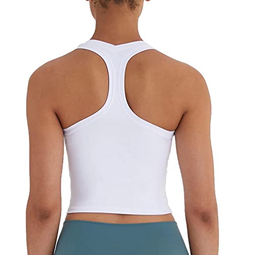 Meslong Damen Cropped Racerback Tank Tops Laufen Workout Tops Active Yoga Tops, Weiß, 36 von Meslong