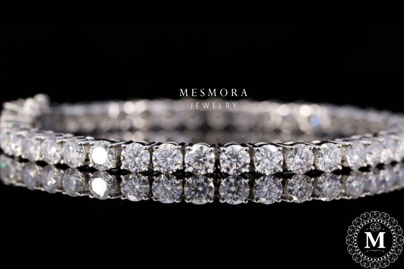 4 Mm Runde Moissanit Tennis Armband Massivgold Benutzerdefinierte Iced Out Hip Hop Zarte Diamant Boho von MesmoraJewelry