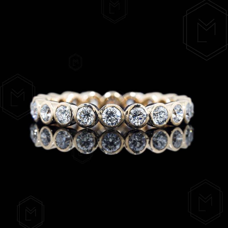 2, 5 Mm Lünette Set Volle Ewigkeit Lab Gewachsen Ehering 14K Massiv Weißgold Stacking Matching Band Rundschliff Eternity Verlobungsring von MesmoraLabgrown
