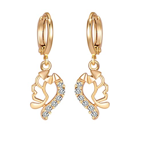 585 Gold Ohrringe, Damen Ohrhänger aus 14 Karat Gelbgold mit rundem weißem Moissanit von Mesnt