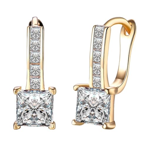 585 Gold Ohrringe, Frauen Ohrhänger aus 14 Karat Gelbgold mit Moissanit von Mesnt