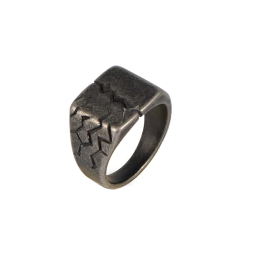 Biker Ringe Herren, Männer Ring aus Edelstahl Retro Siegelring mit Crackles-Muster 14,5MM, Bronze, Größe 60 (19.1) von Mesnt