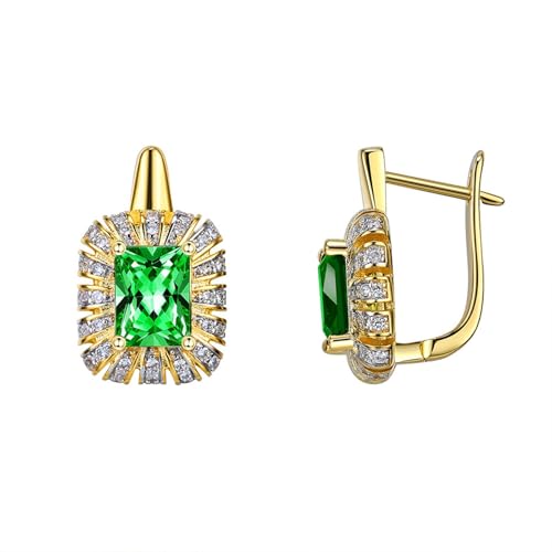 Creolen Gold 585, Frauen Creolen aus 14 Karat Gelbgold Quadrat mit Zirkonia Creolen Gold 585, Frauen Creolen aus 14 Karat Gelbgold Quadrat mit Zirkonia von Mesnt