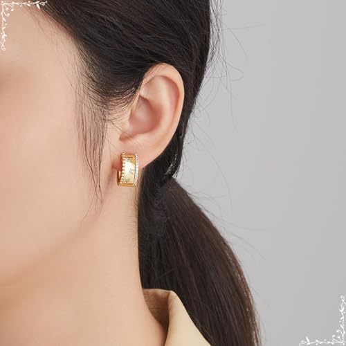 Creolen Gold 585, Frauen Creolen aus 14 Karat Gelbgold mit Lab Diamond von Mesnt