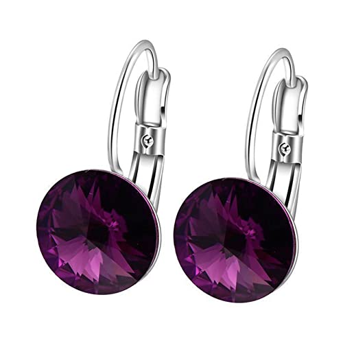 Creolen Weißgold 585, Frauen Creolen aus 14 Karat Weißgold mit rundem Amethyst von Mesnt