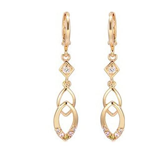 Creolen mit Anhänger, Damen Ohrhänger aus 18 Karat Gelbgold Reifen und hohle ovale Form mit Moissanit Creolen mit Anhänger, Damen Ohrhänger aus 18 Karat Gelbgold Reifen und hohle ovale Form mit Moissanit von Mesnt