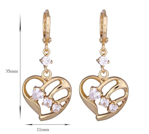 Creolen mit Anhänger, Frauen Ohrhänger aus 18 Karat Gelbgold Reifen und hohle Herzform mit Moissanit Creolen mit Anhänger, Frauen Ohrhänger aus 18 Karat Gelbgold Reifen und hohle Herzform mit Moissanit von Mesnt