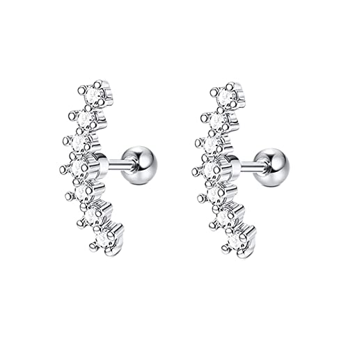 Erststecker Ohrringe, Damen Ohrstecker aus 14 Karat Weißgold Runde Form mit Moissanit von Mesnt