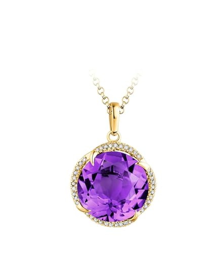 Gold Halskette Frauen, 18K Gelbgold Halskette für Frauen with Amethyst 5ct von Mesnt